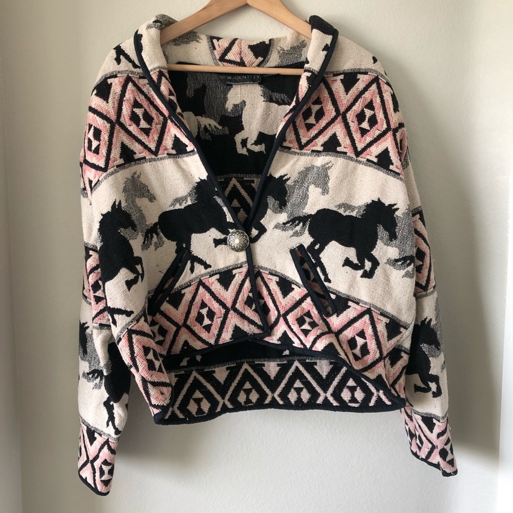 New Identity horse aztec print tapestry jacket size 2x
